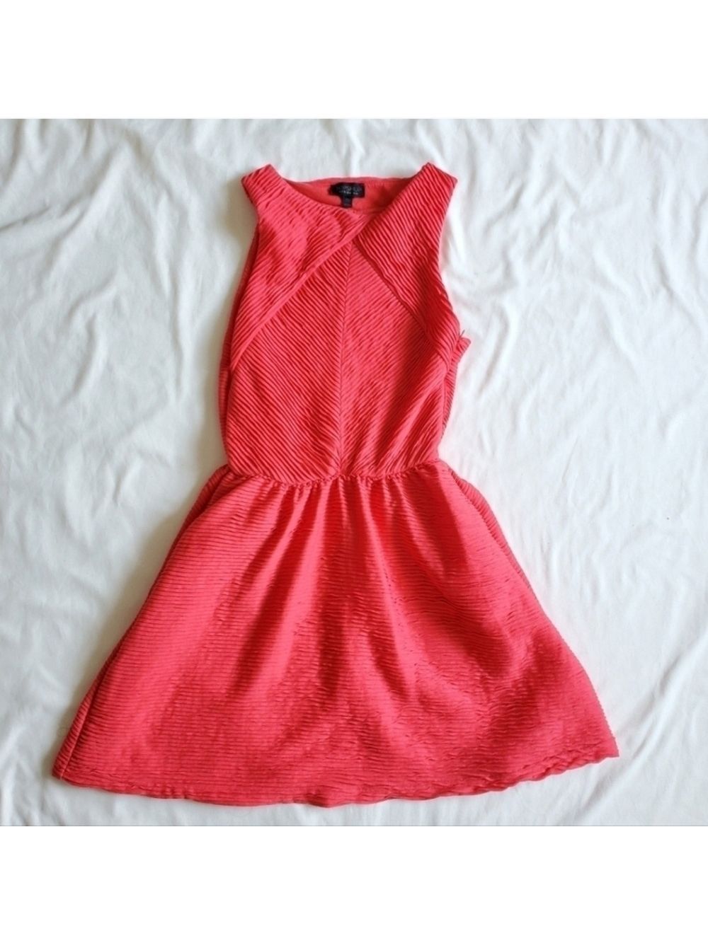 Topshop Coral Fit and Flare Dress Size 6